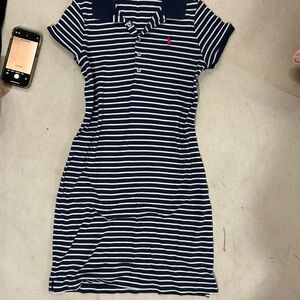 Striped Navy and White Polo Dress